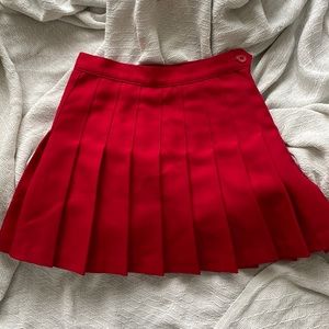 vintage american apparel red pleated mini skirt